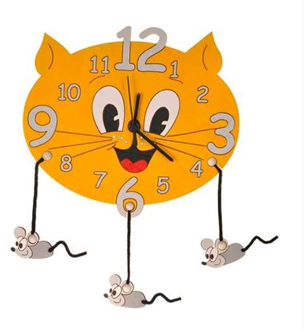 Obrázok z Detské drevené hodiny Mačka s myškami