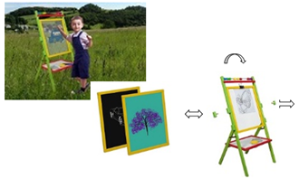 Obrázok z Detská otočná tabuľa 2v1 - bezpečnostné sklo farebné - 100 cm
