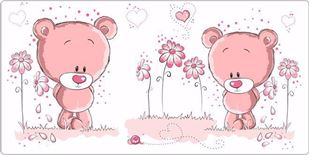 Obrázok Medvedíky ružová samolepka na stenu