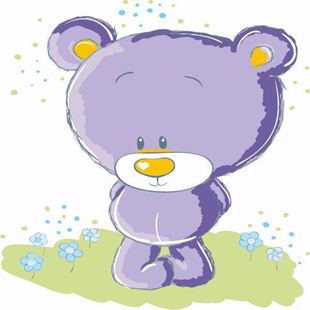 Obrázok Medvedík fialový samolepka na stenu