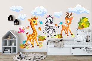 Obrázok Samolepka na stenu Žirafka, zebra, srnka