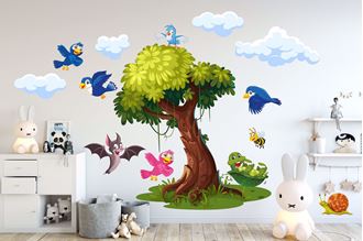 Obrázok z Samolepka na stenu Veselí vtáčiky