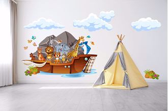 Obrázok z Samolepka na stenu Veľká loď so zvieratkami