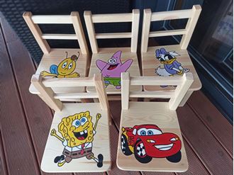 Obrázok z Detská drevená stolička 1ks maľovaná