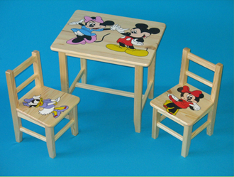 Obrázok z ZľAVA 1 - Detský drevený stôl so stoličkami 60x50 cm - Mickey Mouse