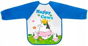 Obrázok Zásterka, podbradník nepremakavý s dlhým rukávom, Happy Cows, modrá