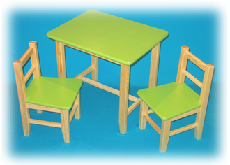 Obrázok z Dětský dřevěný stůl + 1 židlička - Zelená